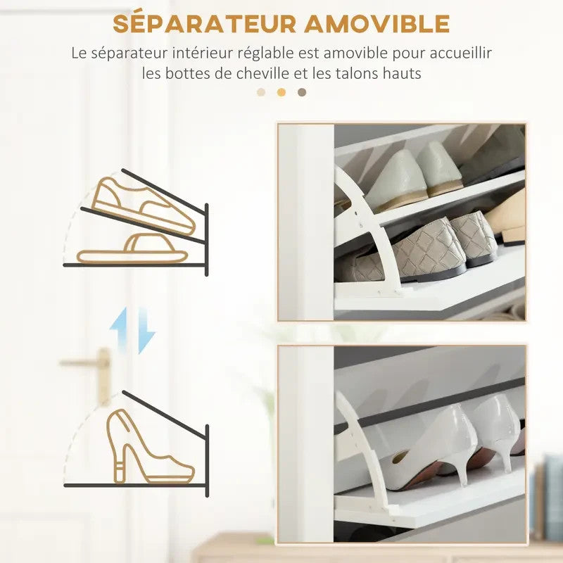 White Slim Shoe Cabinet 3 Drawer Storage Unit Narrow Hallway Organiser