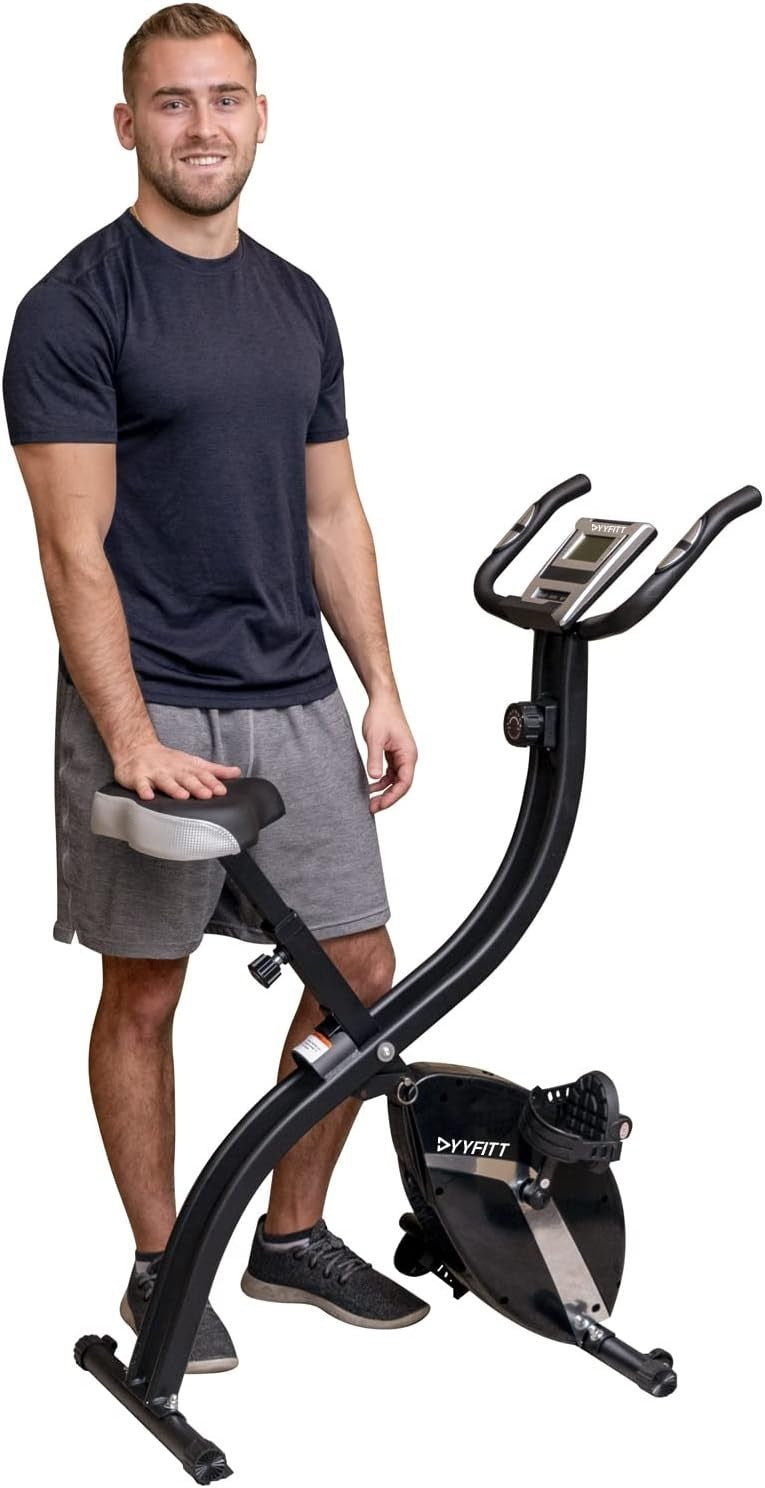 Foldable Exercise Bike w/ 16-Level Resistance, Pulse Monitor & LCD Countdown