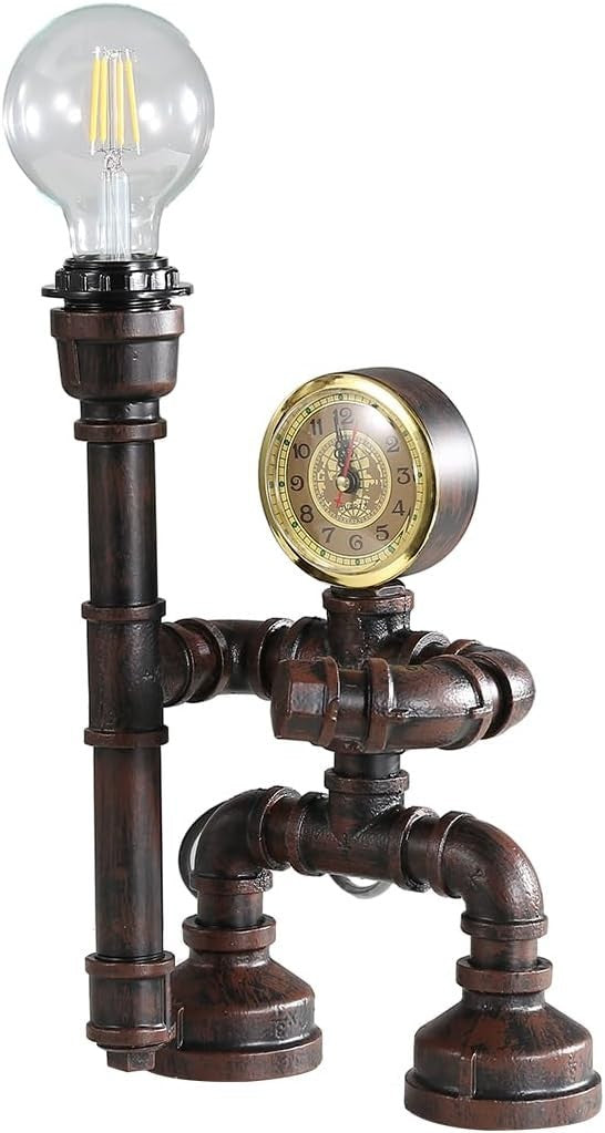 Rustic Industrial Steampunk Table Lamp Vintage Water Pipe Desk Light