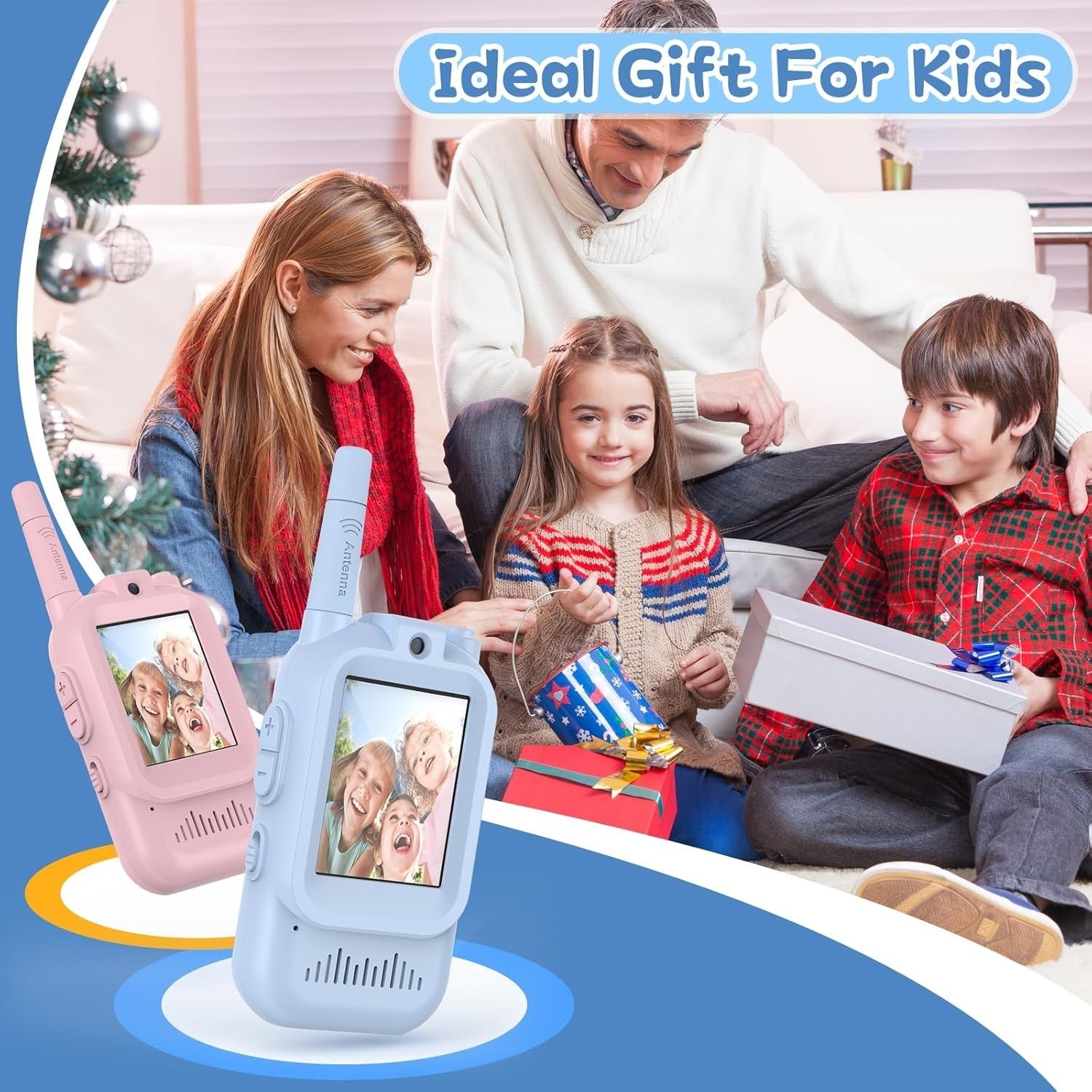 Video Walkie Talkies for Kids Long Range 2 Way Radio Toy 2 Pack Pink Blue