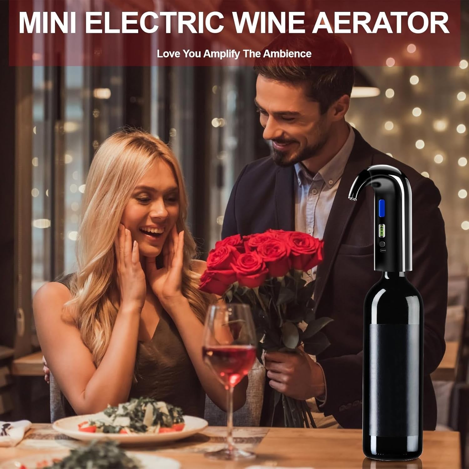Electric Wine Aerator Dispenser Pump Auto Pourer USB-C Rechargeable 750ml
