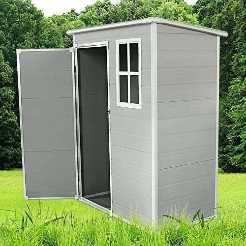 Compact Garden Storage Shed 5x2.6ft Plastic Box with Floor & Vent