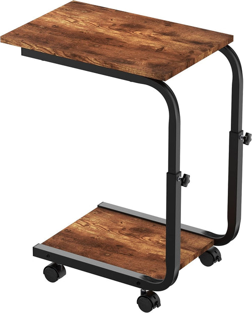 Height Adjustable Side Table – 45x30x66cm End/Bedside Table Rustic Brown
