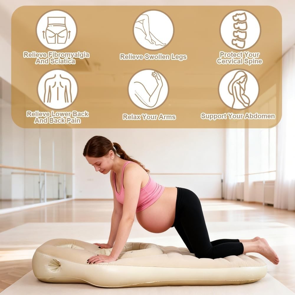 Inflatable Pregnancy Pillow With Pump 32x32 Maternity Belly Support