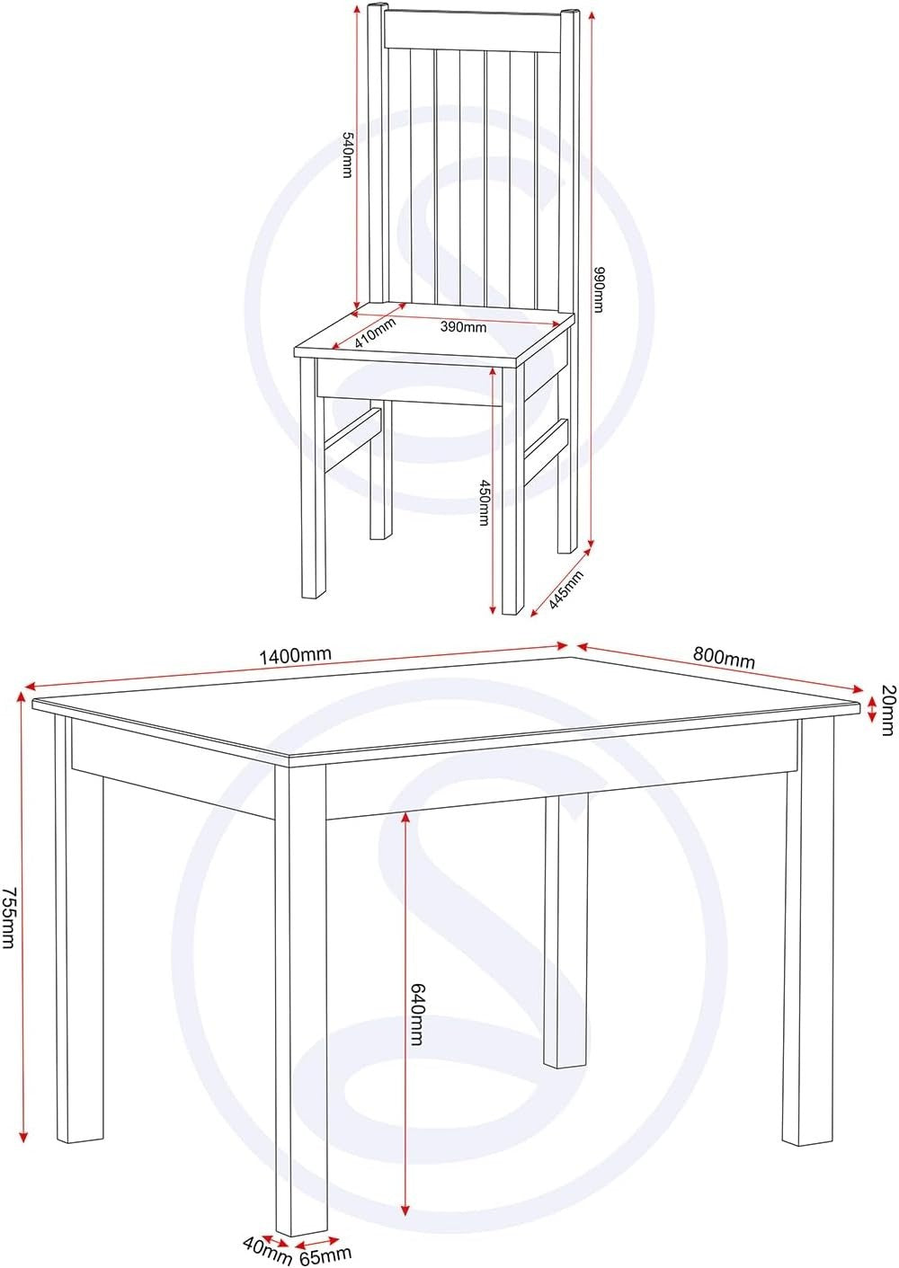 7-Piece Dining Set with 6 Chairs & Bench, White & Oak, Modern Kitchen Table