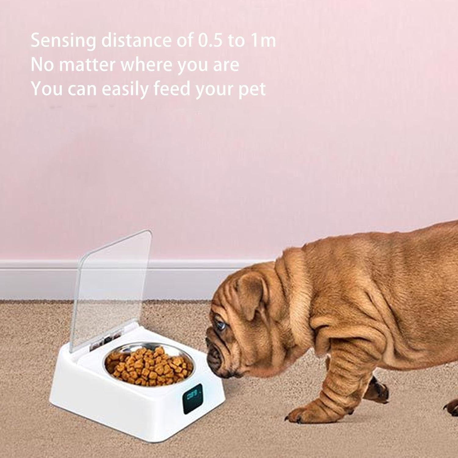 Smart Pet Feeder Auto Sensor Lid Feeding Bowl Rechargeable 350ml