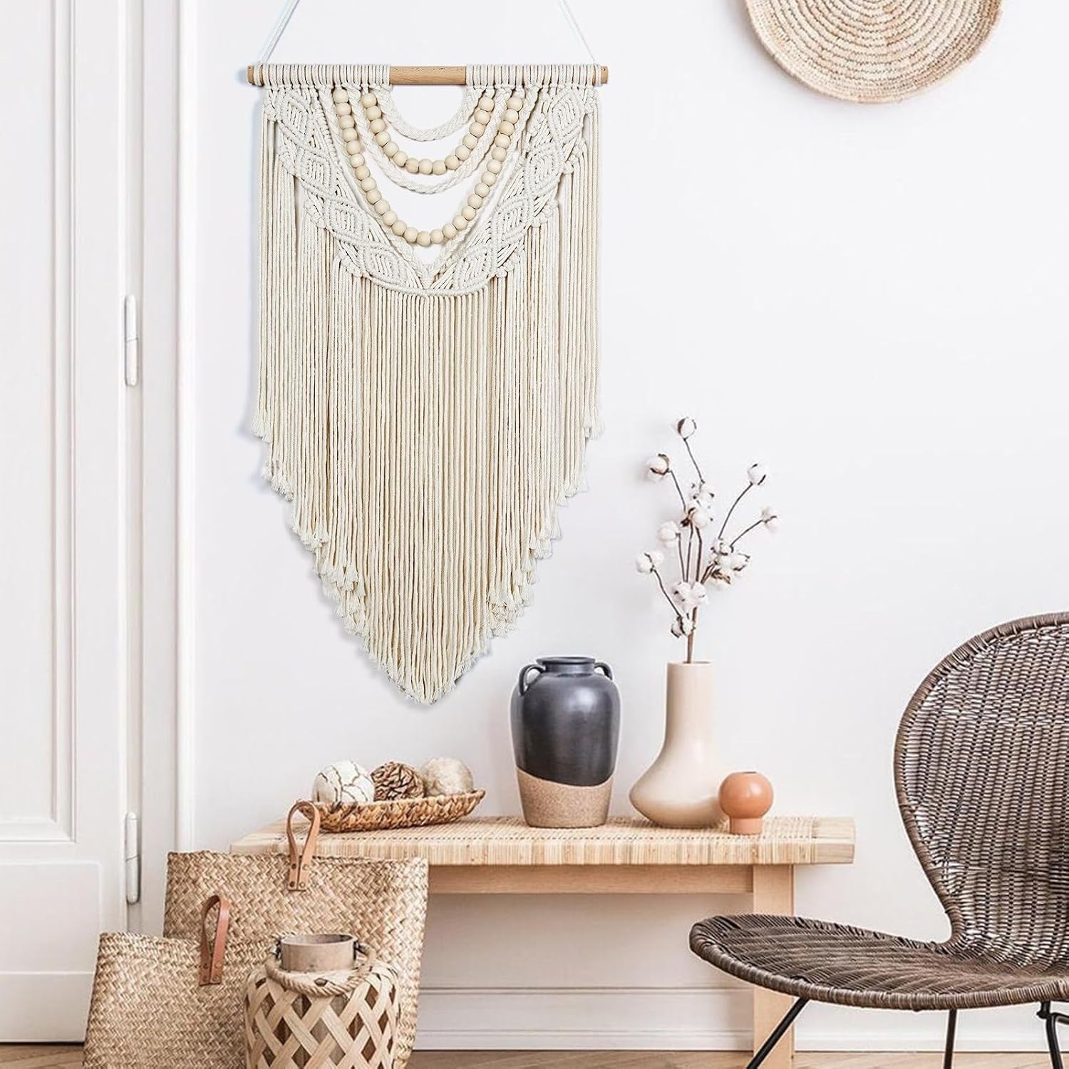 Boho Macrame Wall Hanging 42x76cm Cotton Woven Tapestry Decor