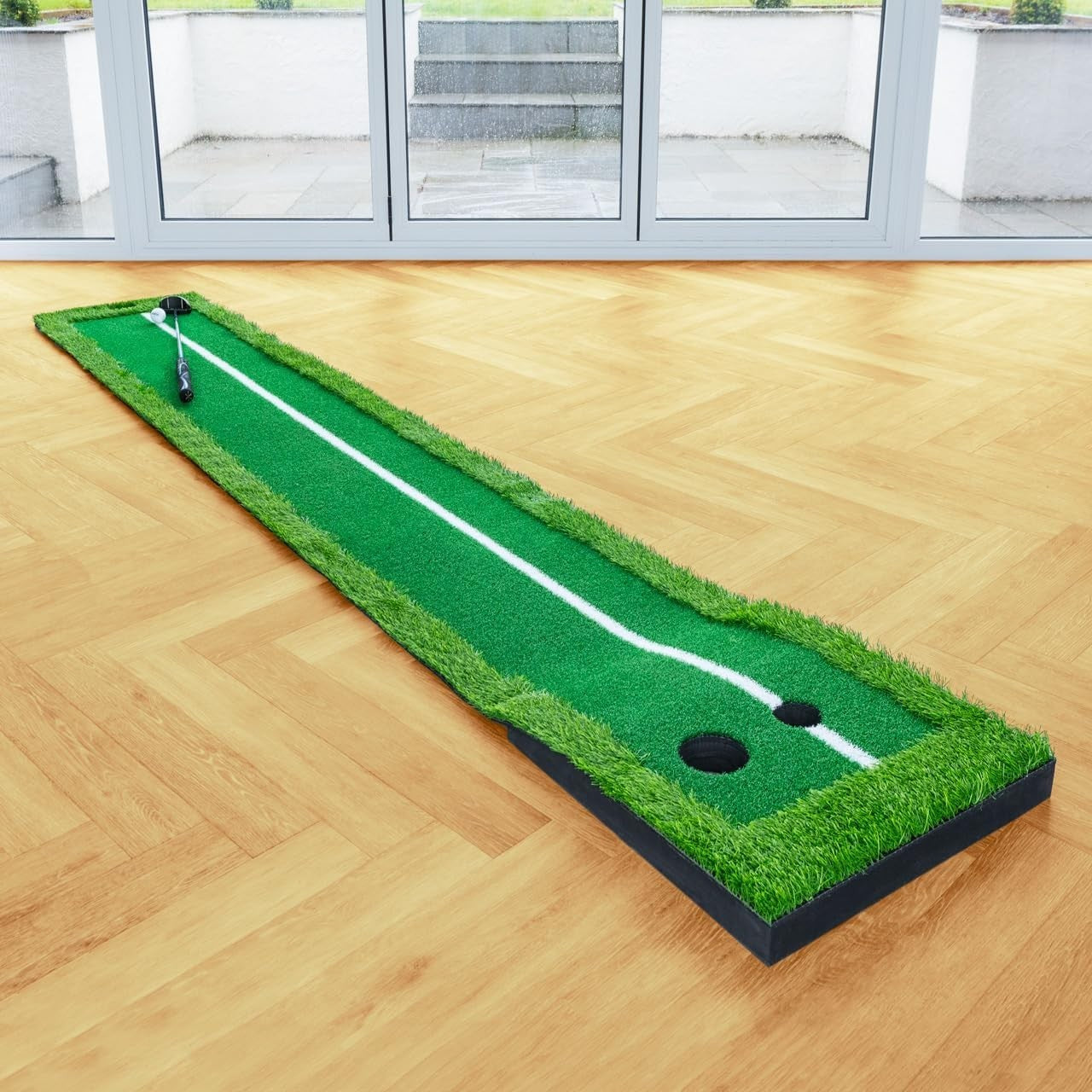 10ft Golf Putting Mat Indoor Training Aid Alignment Lines Dual Holes