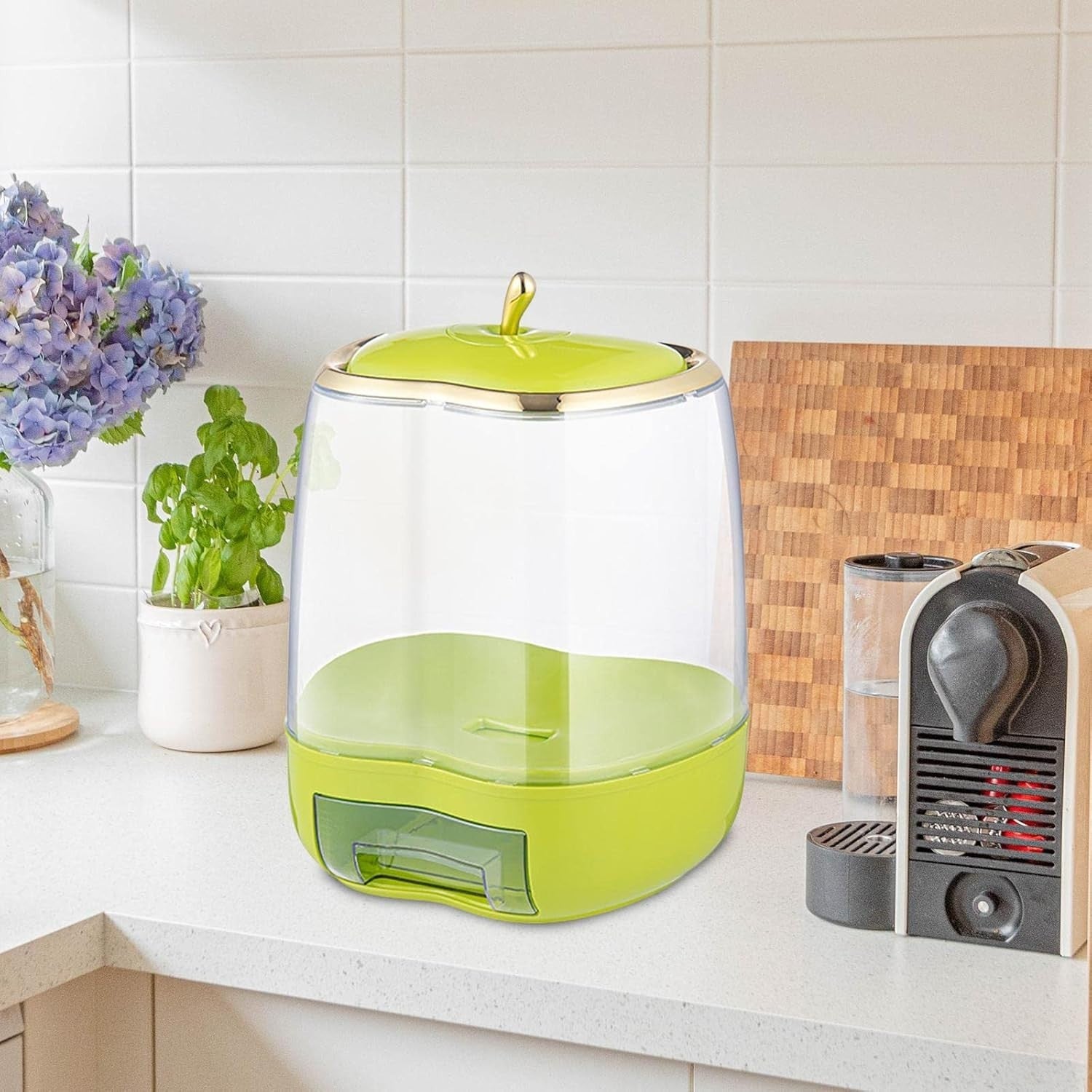 10KG Rice Dispenser Automatic Press Grain Storage Container Measuring Cup