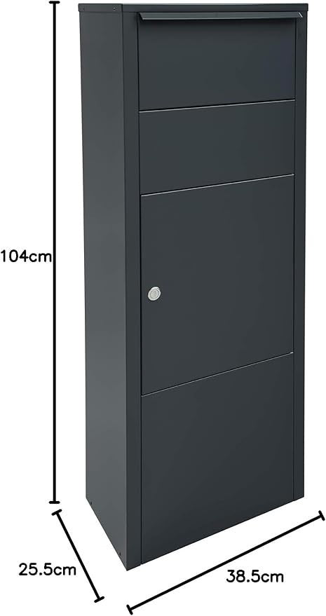 Large Lockable Parcel Mailbox Wall Mount Steel Box | Secure Slot | 45L Capacity