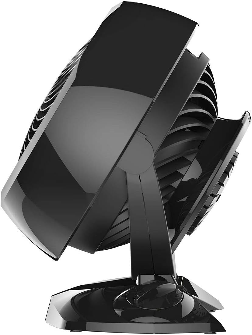 Black Table Fan – 3-Speed Quiet Air Circulator w/ Adjustable Tilt for Bedroom