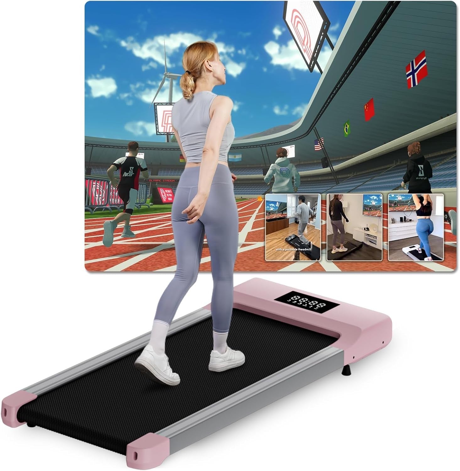 Under Desk Walking Pad Treadmill App Control Quiet Home Fitness 136kg