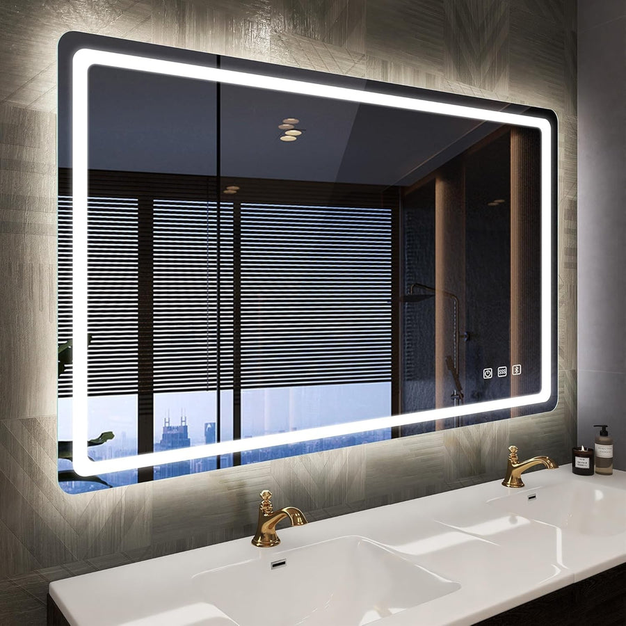LED Bathroom Mirror 70x100 cm with Bluetooth, Anti-Fog & Dimmable Light