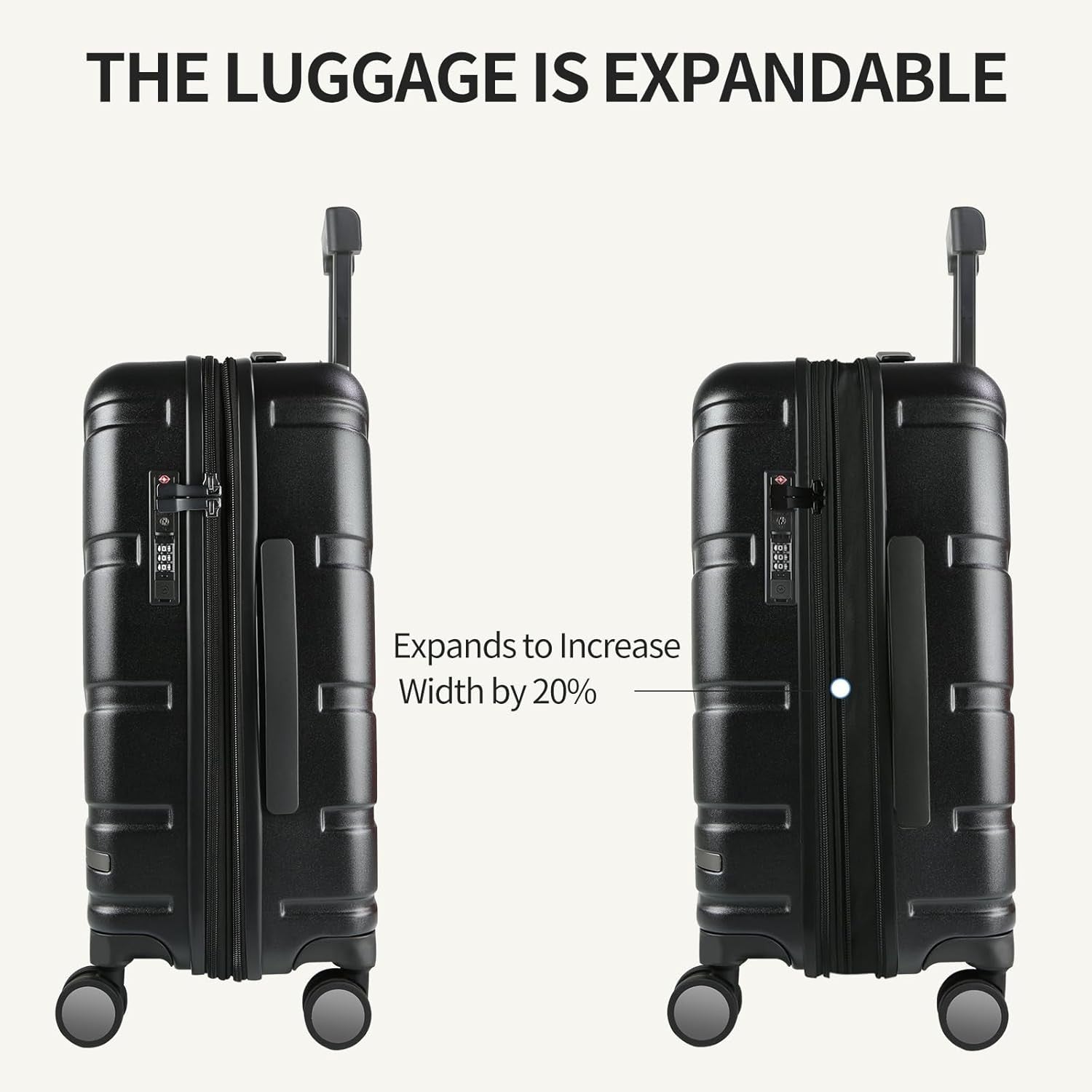 20 Inch Carry On Suitcase Lightweight PC Hard Shell Spinner TSA Lock