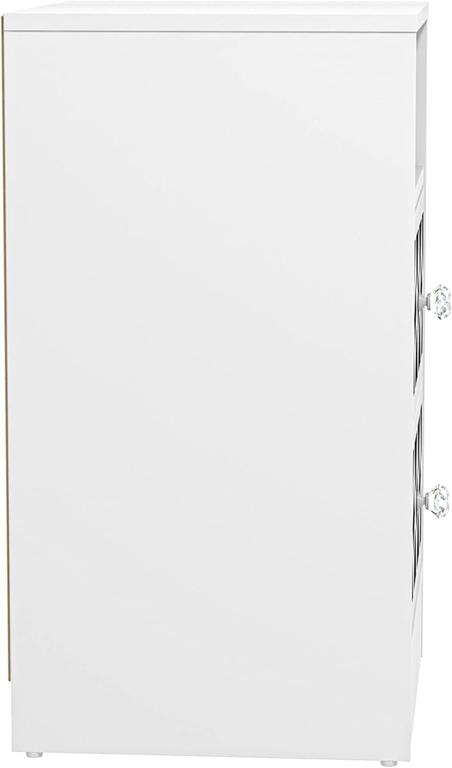 White Bedside Table with Mirror Drawers, Modern 2 Drawer Nightstand for Bedroom