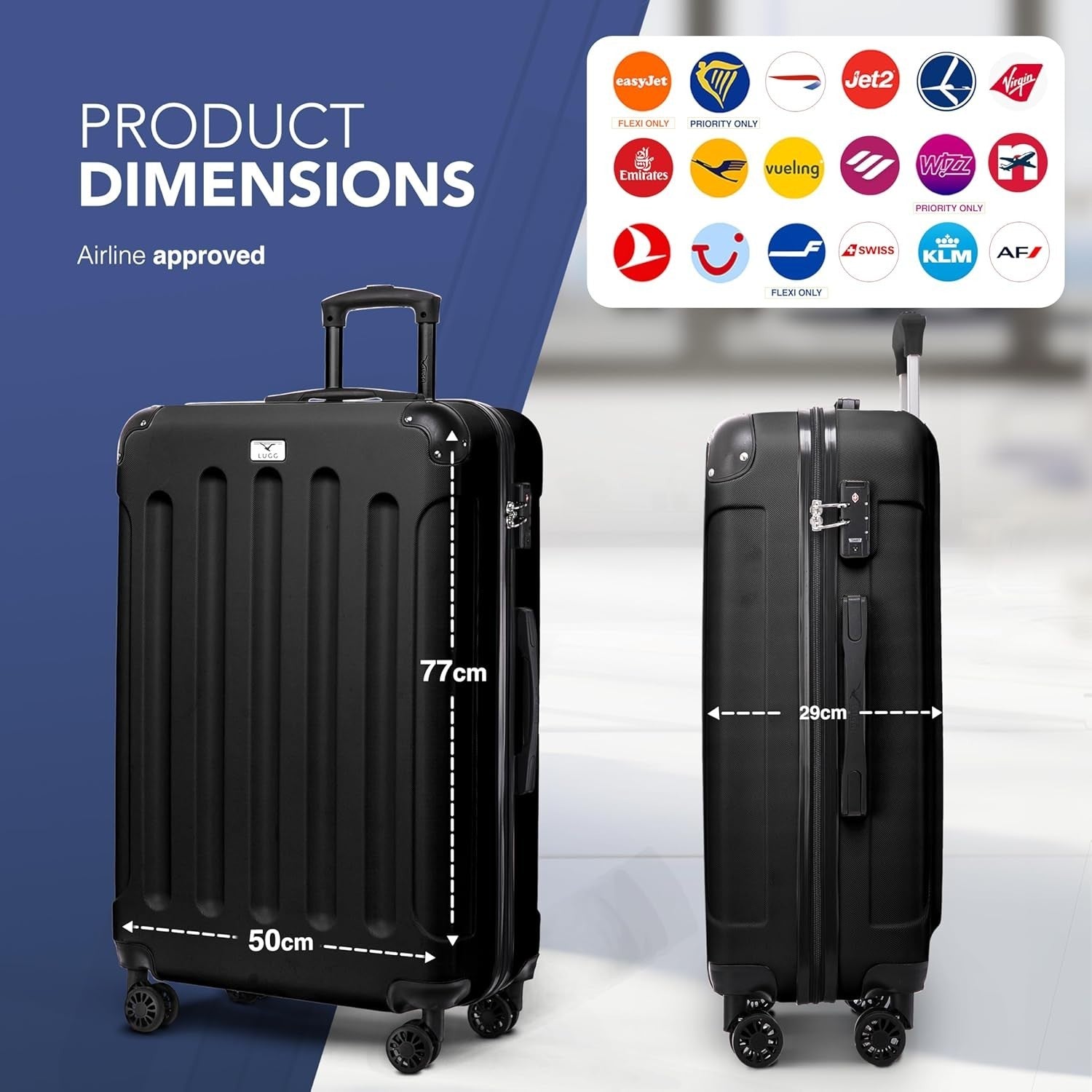 28” Large Hard Shell Suitcase Lightweight ABS 4 Wheel Travel Case TSA