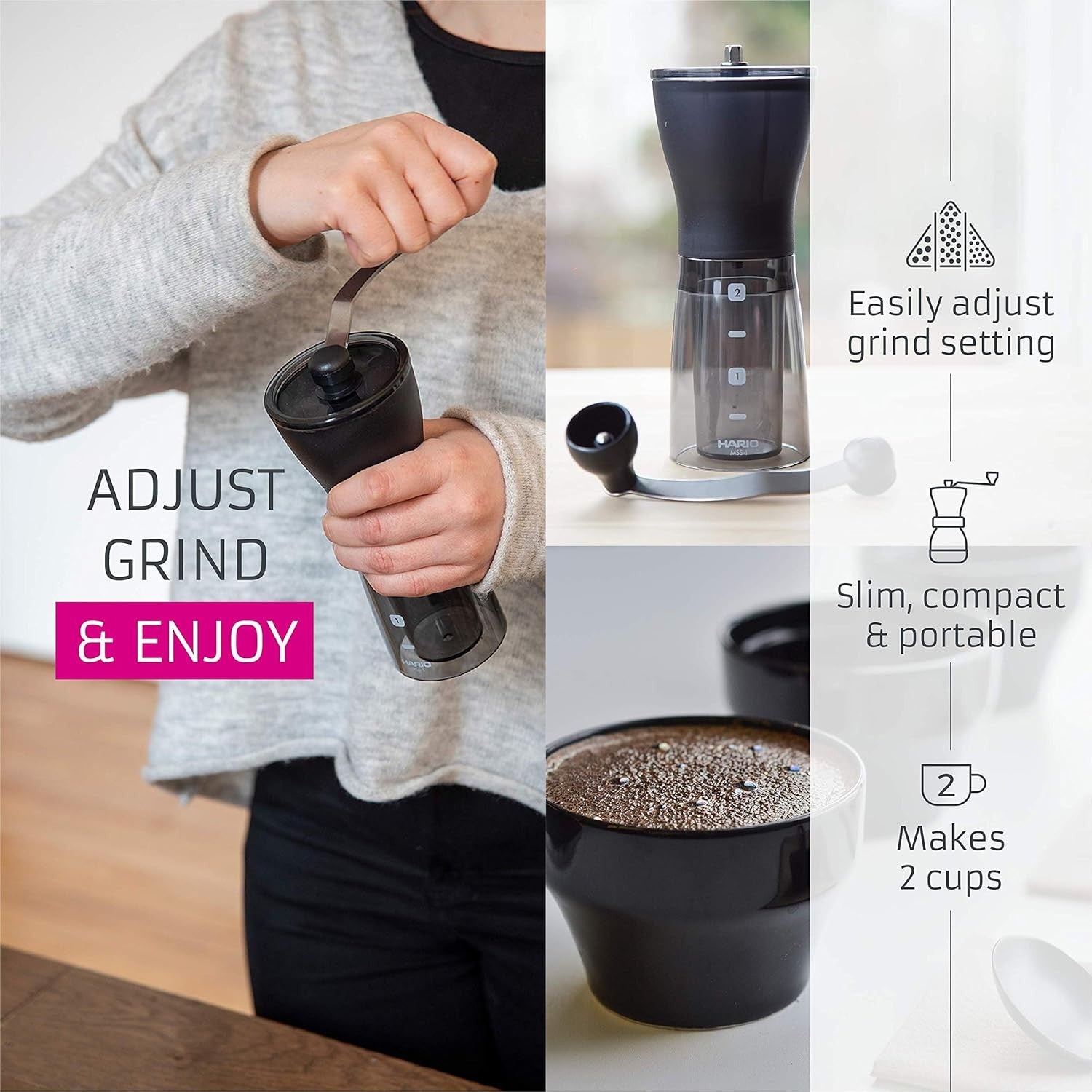 700ml Pour Over Coffee Maker Set with Hand Grinder | Fresh Brew Drip System