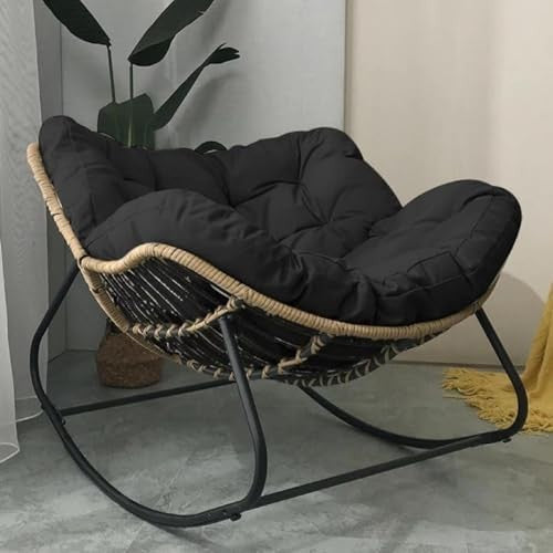 Oversized Papasan Rocking Chair Cushioned Egg Lounge Indoor Outdoor