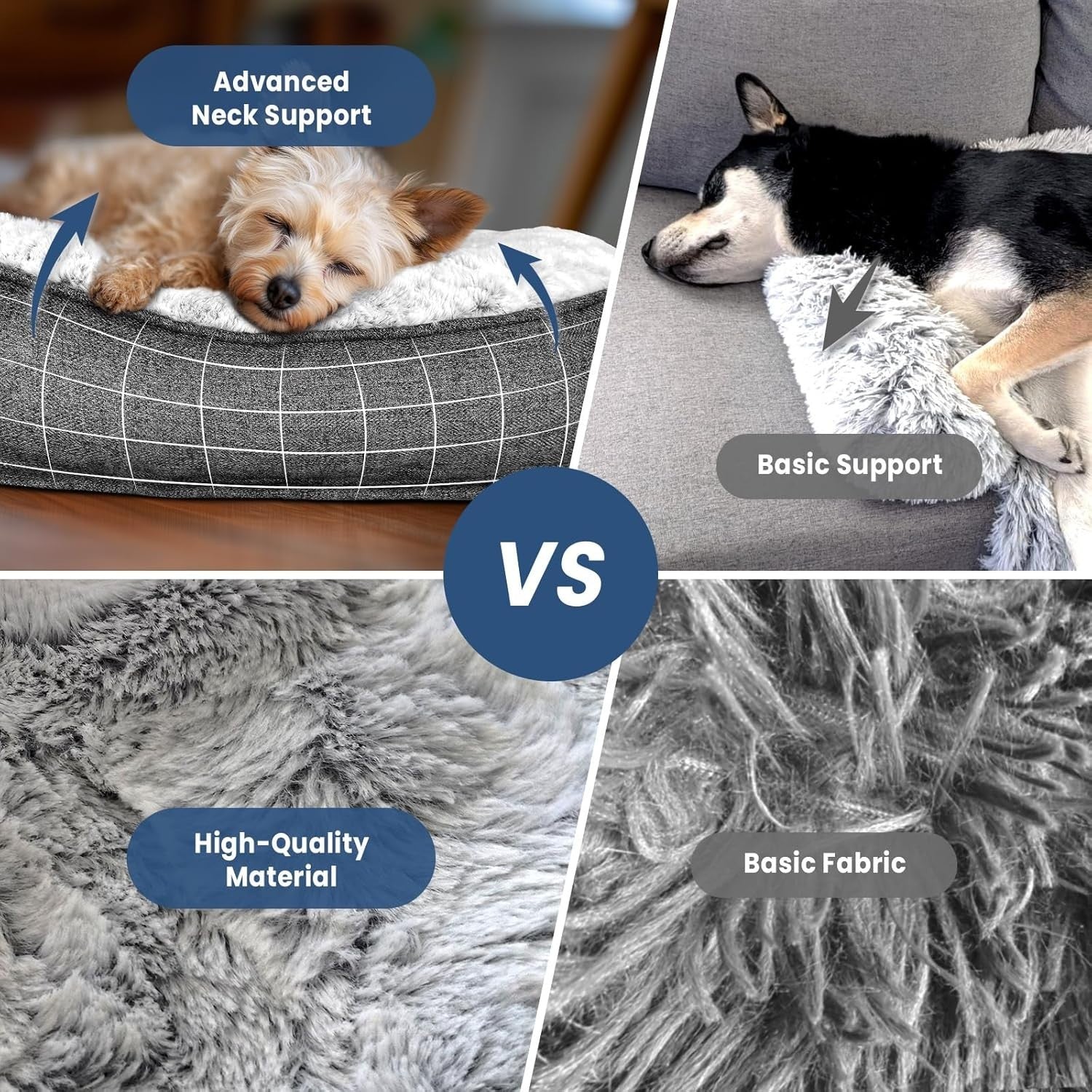 Large Orthopedic Dog Sofa Bed 104x94x12.5cm Faux Fur Grey