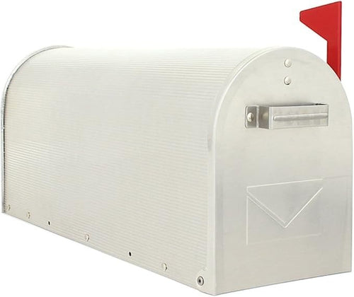 Lockable Aluminium Mailbox with Stand Mount Secure Post Box White Finish