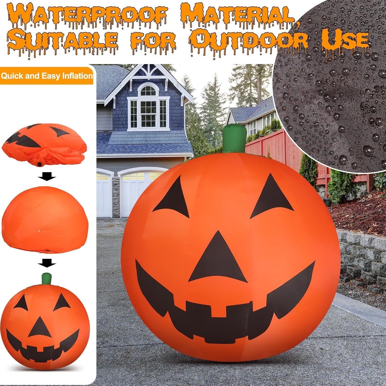 Soaoo 10ft Halloween Inflatable Pumpkin – Lighted Yard Decoration