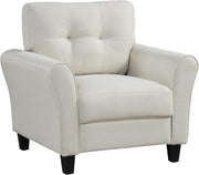 Beige Accent Armchair Tufted Fabric Lounge Chair Thick Cushion