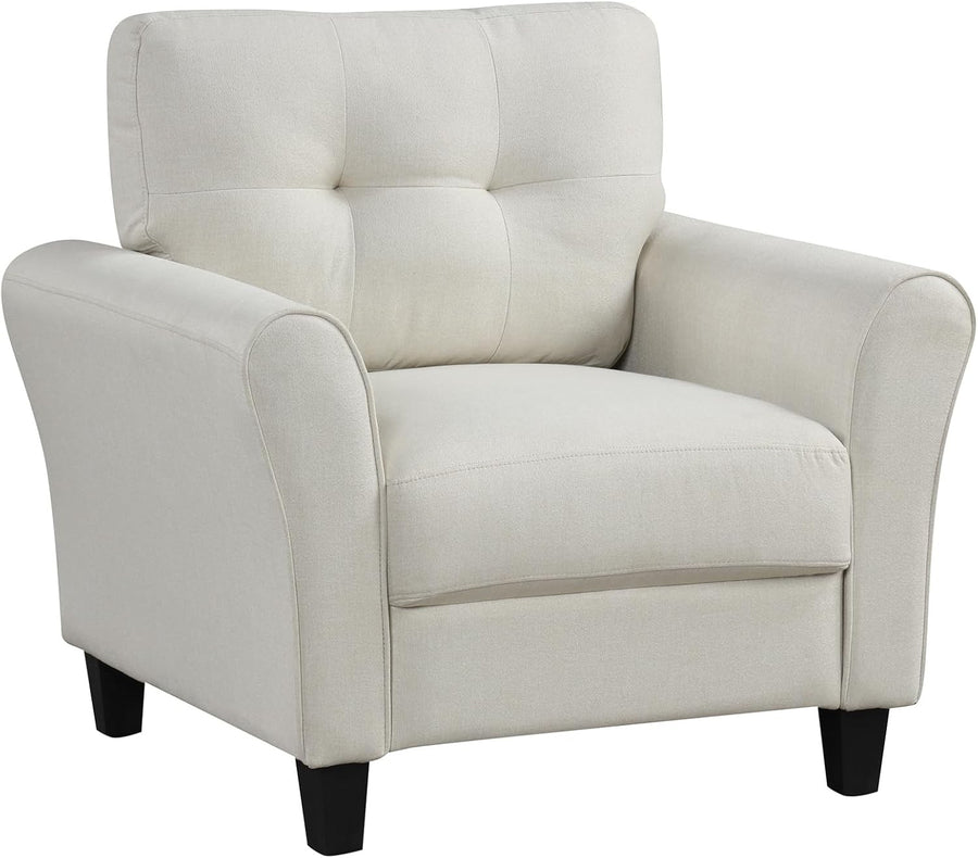 Beige Accent Armchair Tufted Fabric Lounge Chair Thick Cushion