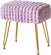 Purple Velvet Footrest Ottoman – Golder Legs, Compact Vanity Stool & Side Table