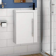 Cloakroom Wall Hung Vanity Unit with Basin White Compact Sink Storage Cabinet