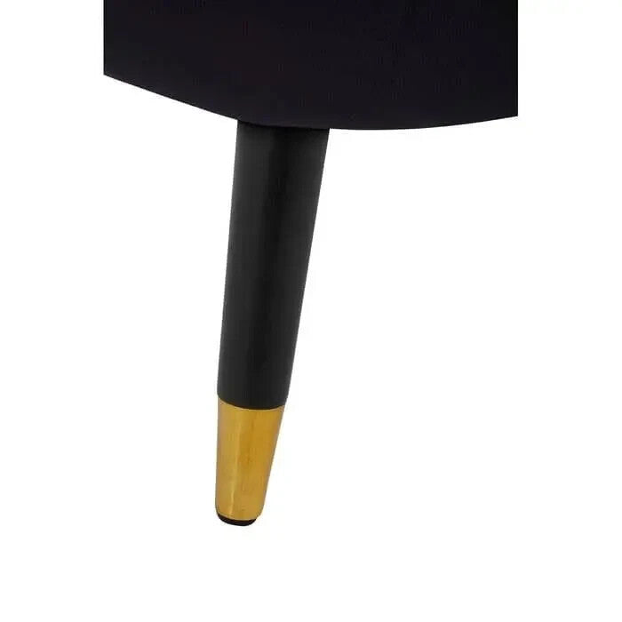 Black Velvet Shell Accent Chair Gold Tip Legs Curved Armchair Modern Seat