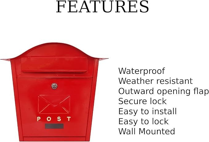 Wall Mounted Lockable Post Box – Waterproof Aluminium Mailbox for Home & Office