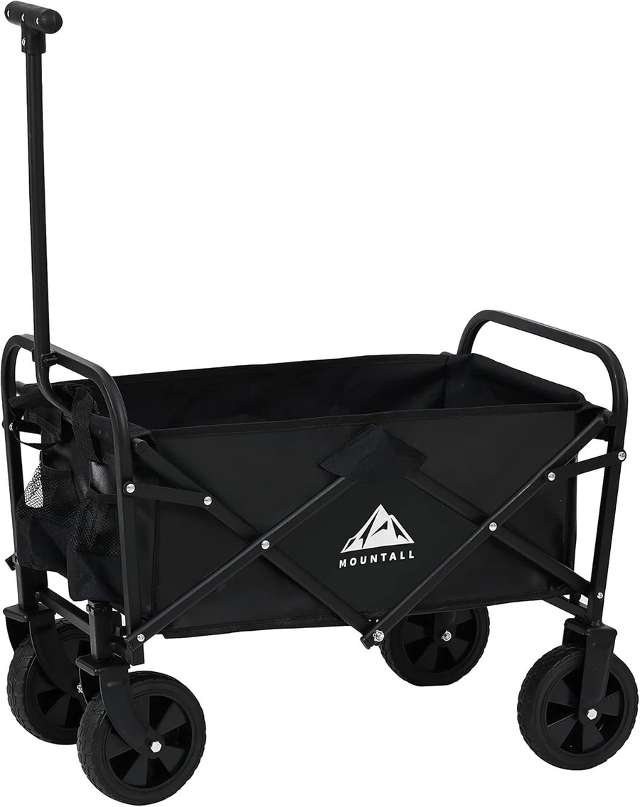 Black Mini Folding Garden Wagon 50L Lightweight Festival Camping Trolley 60kg