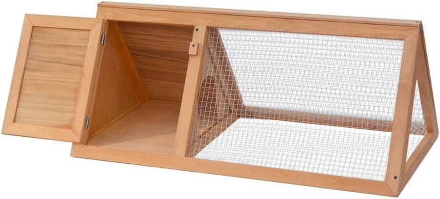 Outdoor Rabbit Hutch Triangle Wooden Small Animal Run Weather Resistant