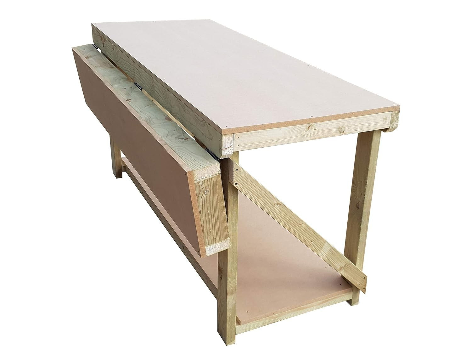 4ft–8ft Extendable Heavy Duty Workbench MDF Top – Strong Wooden Work Table