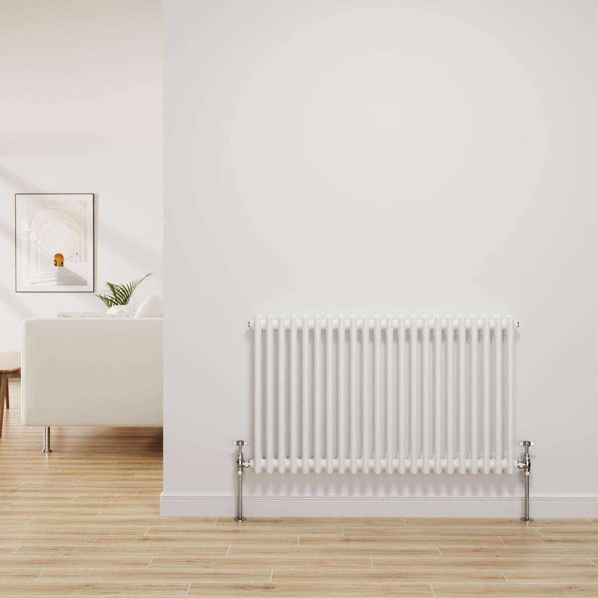 Gloss White 2 Column Radiator 600x1010mm Central Heating Bathroom