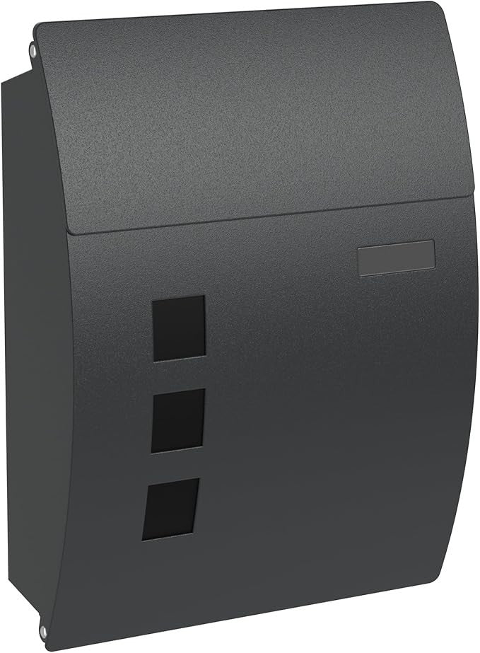 Wall Mounted Lockable Mailbox Waterproof Steel Post Box w/ Windows & Nameplate