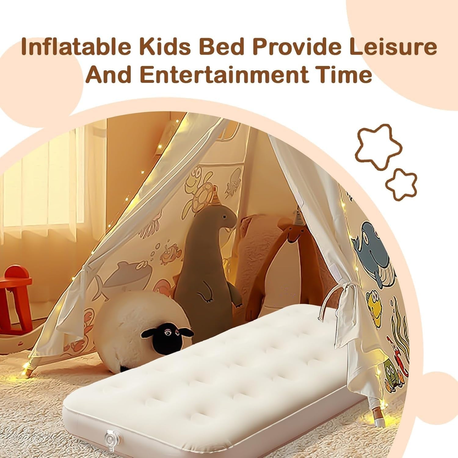 2-Pack Kids Airbed 140×70CM Inflatable Mattress w/ Electric Pump
