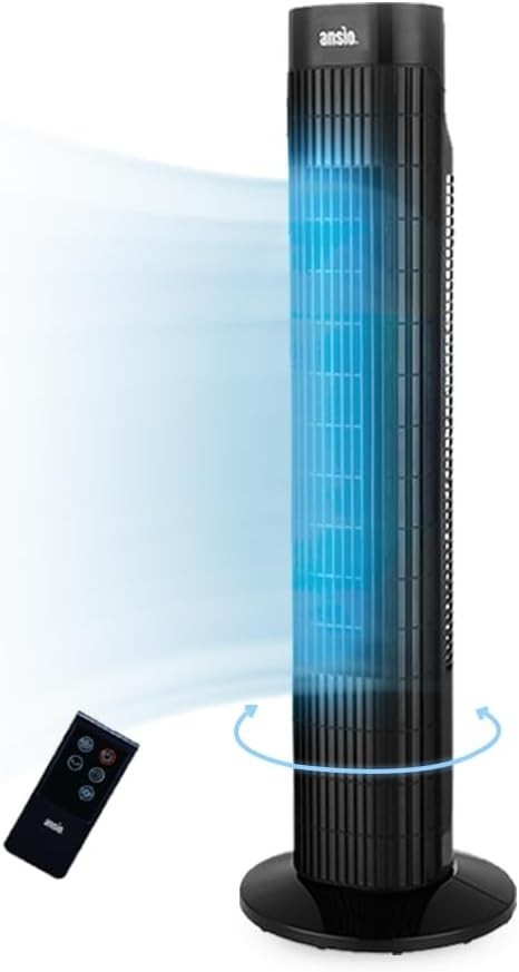 30-Inch Oscillating Tower Fan with Remote – 3 Speed Bladeless Cooling Fan