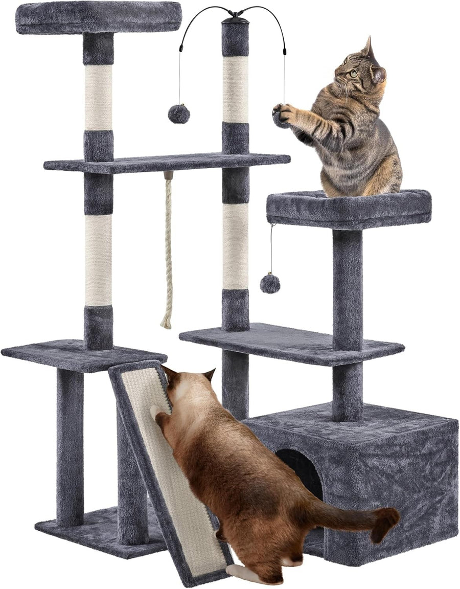 Large Cat Tree Tower 136cm Indoor Scratching Post Condo Multi Level Playhouse