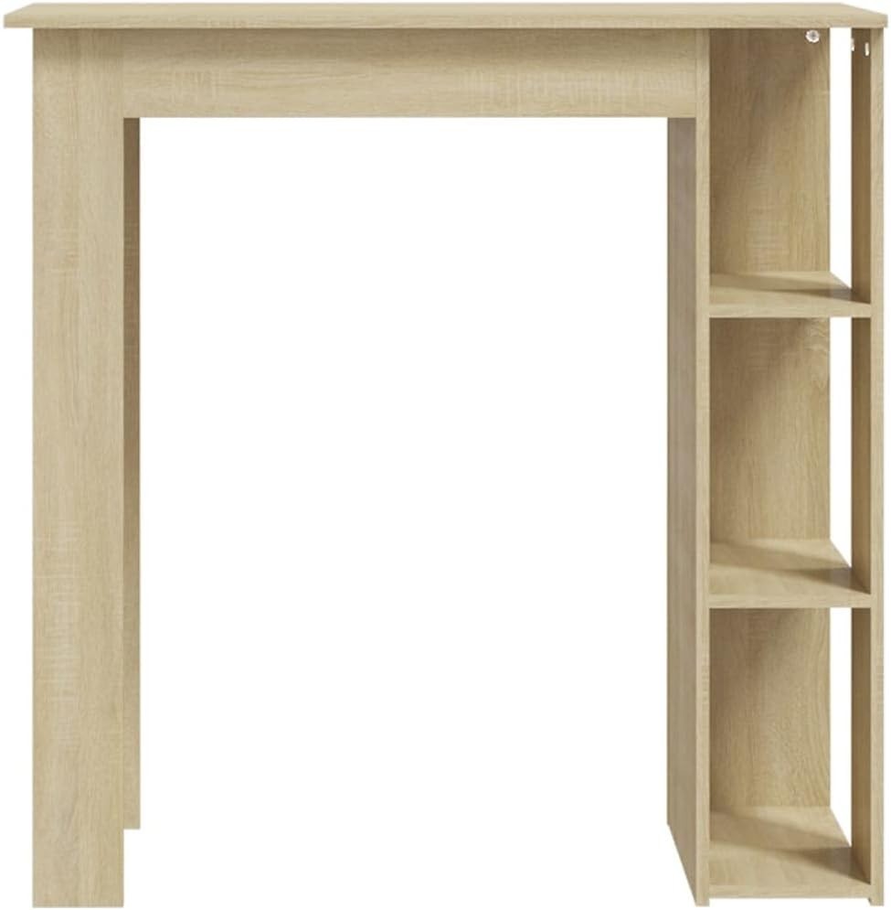 Sonoma Oak Bar Table with Storage Shelves Modern Breakfast Pub Desk Furniture