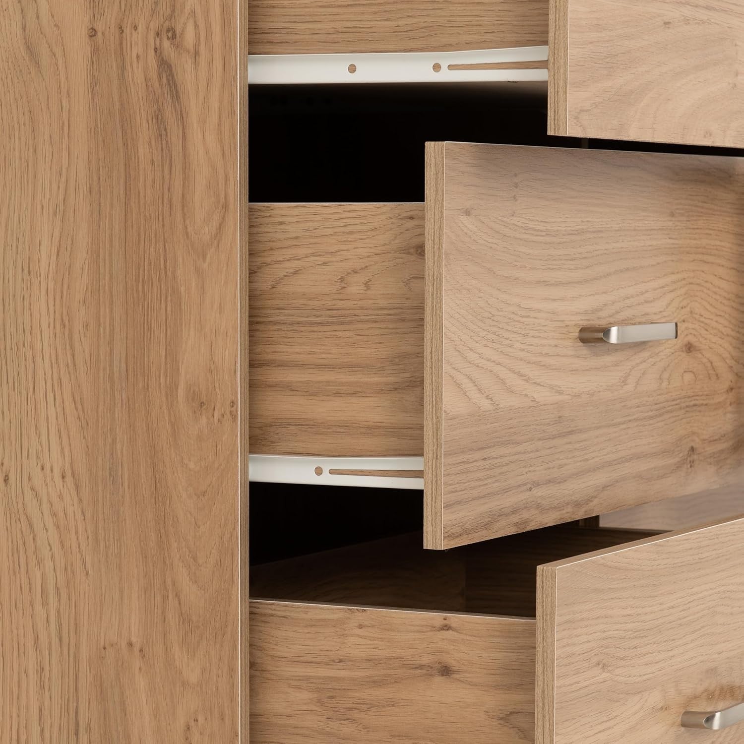 Oak Effect 6 Drawer Chest - Spacious Bedroom Storage, Durable & Sleek Design