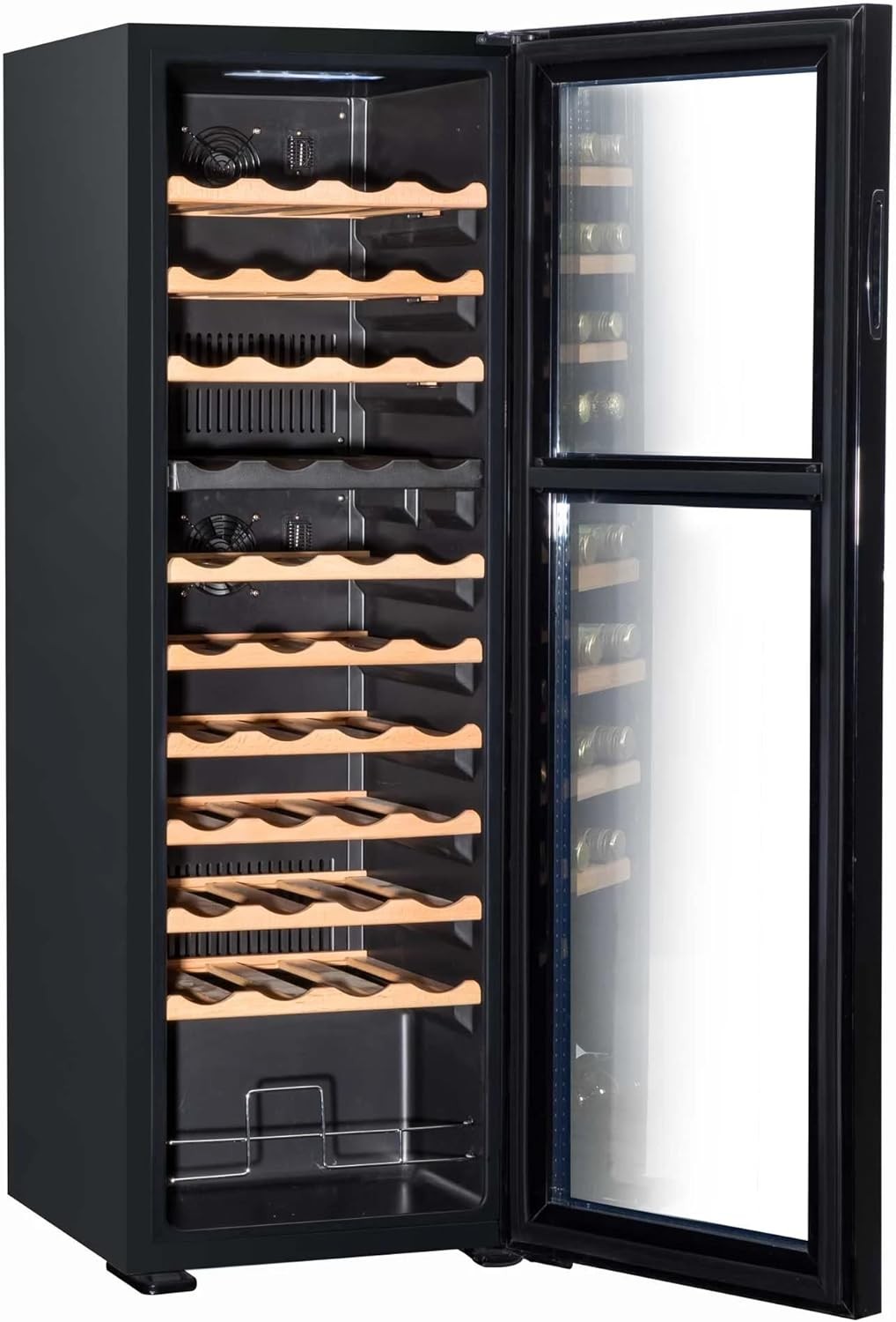 44 Bottle Dual Zone Wine Cooler Fridge Touch Screen LED Glass Door Black