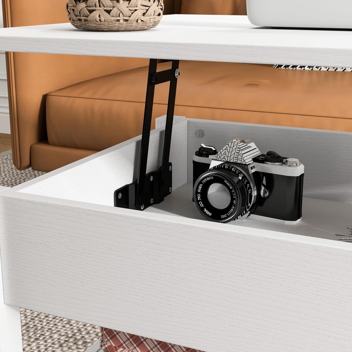 Lift-Up Coffee Table with Storage, Drawers & Shelf – Space-Saving, Modern Design