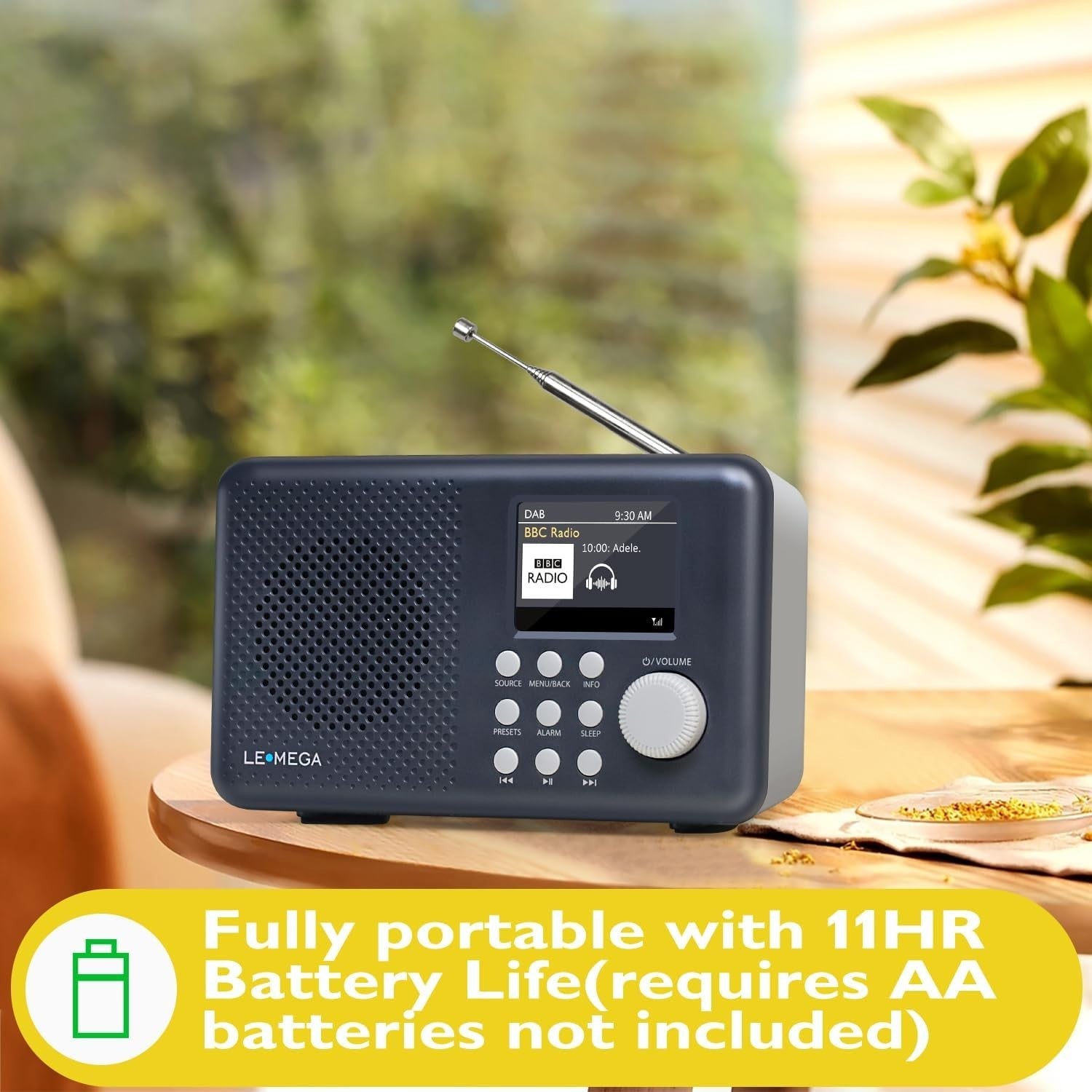 Portable DAB/DAB+ Bluetooth Radio FM USB Dual Alarm Colour Display