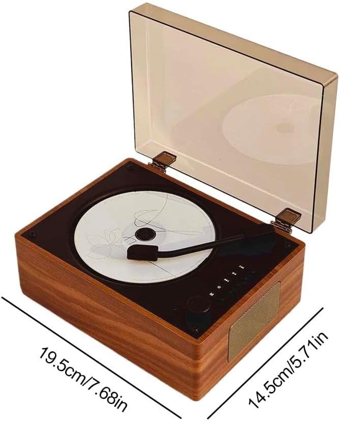 Vintage Bluetooth CD Player Speaker Remote USB AUX Rechargeable Brown