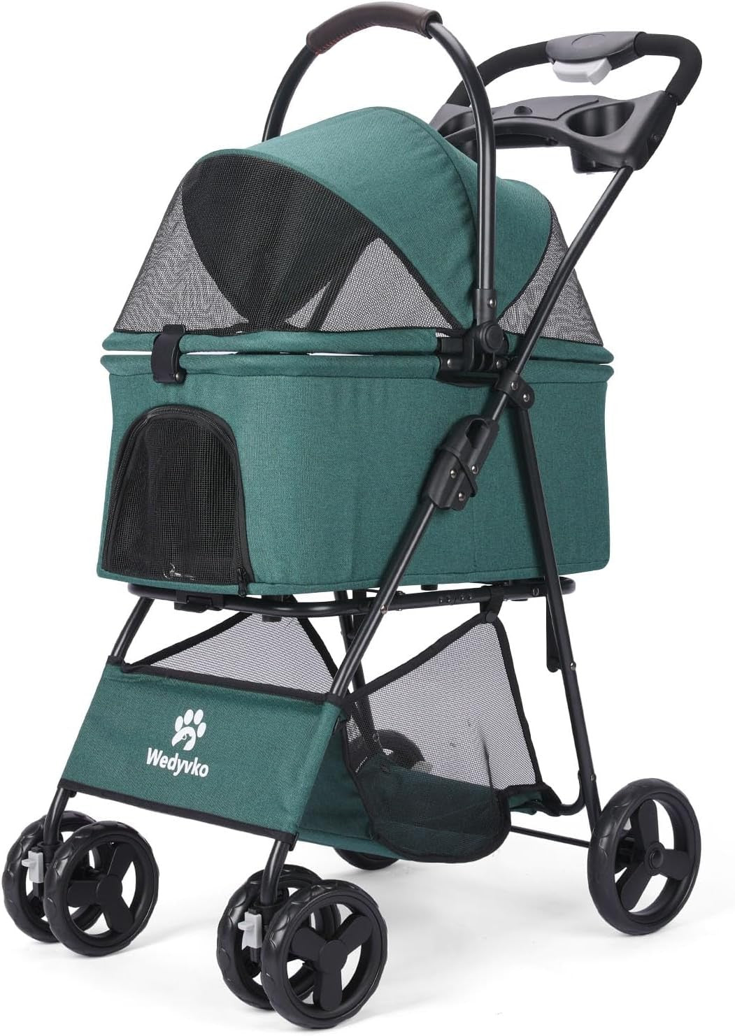Dark Green 2-in-1 Dog Stroller Foldable Pet Pushchair Jogger for Small Dogs