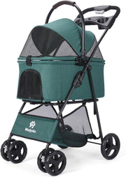 Dark Green 2-in-1 Dog Stroller Foldable Pet Pushchair Jogger for Small Dogs