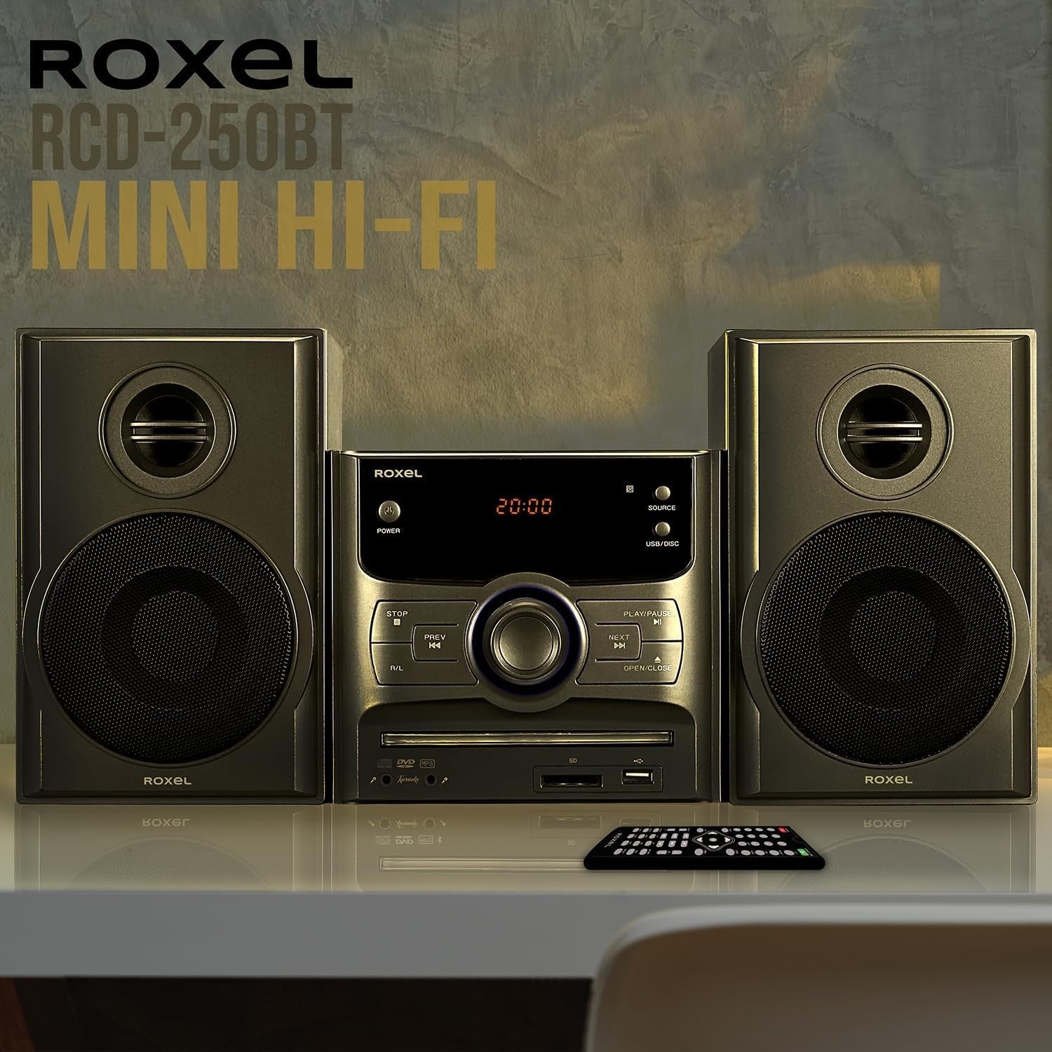 Compact Hi-Fi CD DVD Player Stereo System Bluetooth FM USB 40W Karaoke Remote