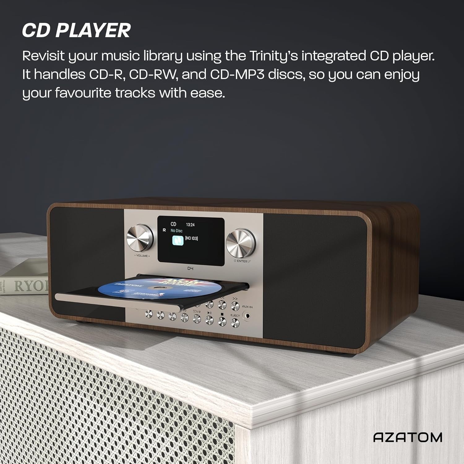 DAB/DAB+ FM Radio CD Player Bluetooth USB 60W Walnut Home Audio