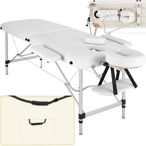 Portable 2 Section Massage Table Foldable Spa Beauty Bed 60cm Adjustable White